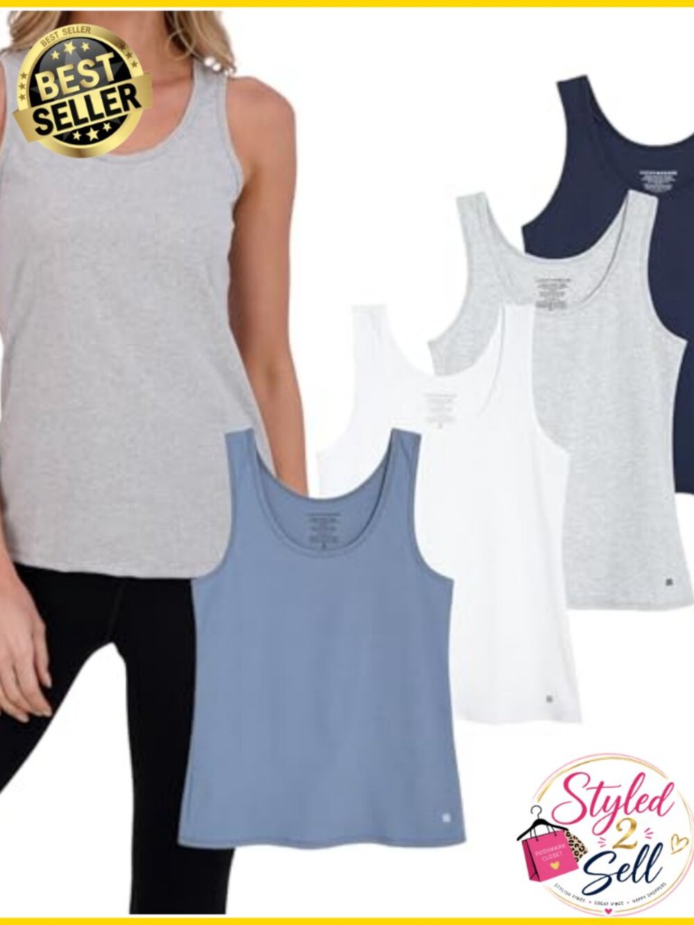 Women's Scoop Neck Stretch Cotton Tank Top Slim Fit Sleeveless Layering